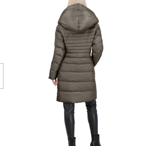 Tahari Women's French Gray Mid-Length Warm Winter Puffer Coat XL - Picture 3 of 9